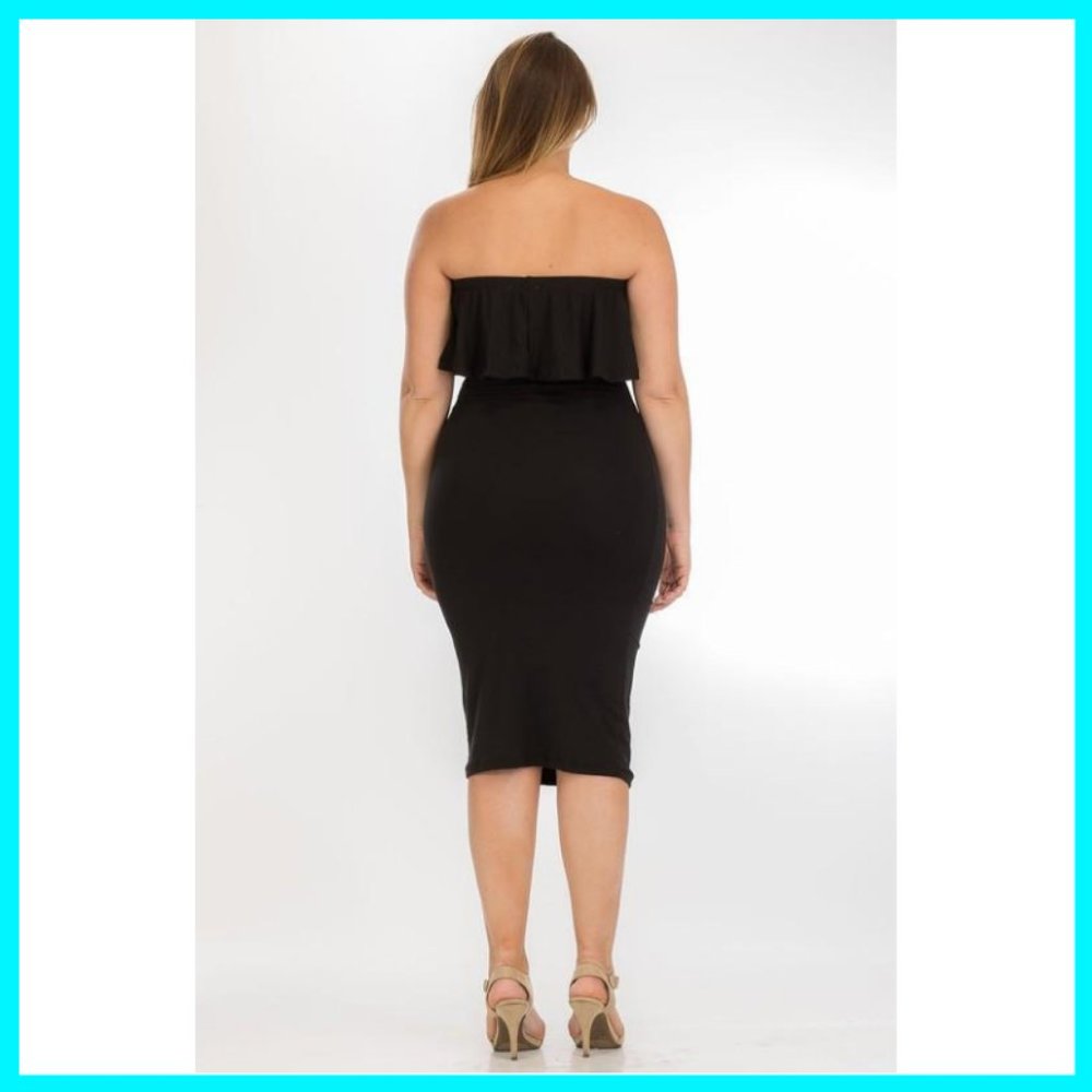 NWT Plus Size Bodycon Ruffled Tube Dress Yellow - Picture 3 of 7